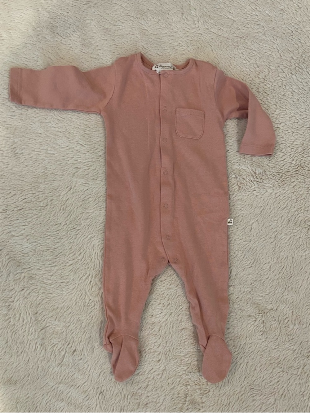 Bonpoint Baby Footed Pajama Sleeper Pink Cotton Snap Front Size 1M